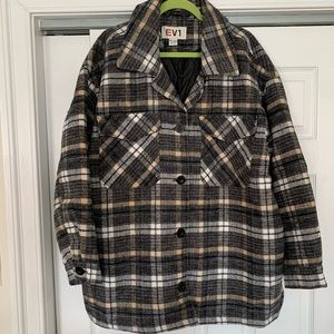 EV1 Shacket, size XXL, tan grey cream plaid, heavy weight